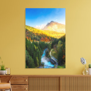 Amazing autumn scenery at Auronzo di Cadore, Italy Canvas Print
