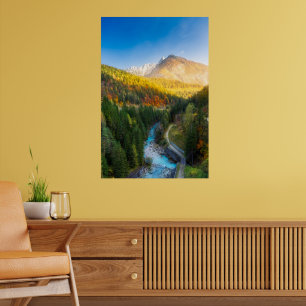 Amazing autumn scenery at Auronzo di Cadore, Italy Poster
