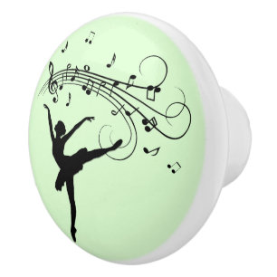 Amazing Ballerina Dancing with Music Green Ceramic Knob