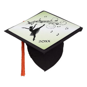 Amazing Ballerina Dancing with Music Green Year Graduation Cap Topper