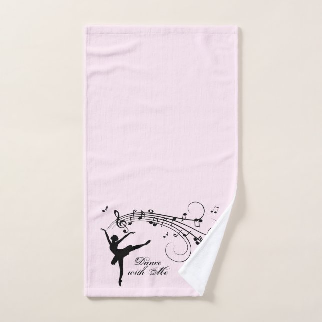 Amazing Ballerina Dancing with Music Pink Bath Towel Set (Hand Towel)