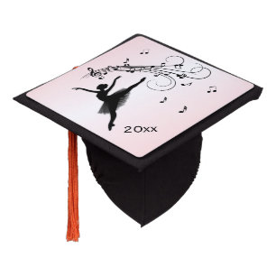 Amazing Ballerina Dancing with Music Pink Graduation Cap Topper