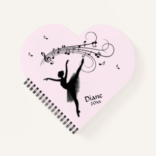 Amazing Ballerina Dancing with Music Pink Notebook