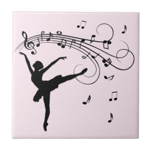 Amazing Ballerina Dancing with Music Pink Tile