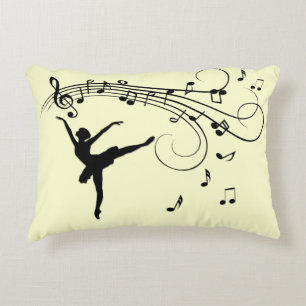 Amazing Ballerina Dancing with Music Yellow Accent Pillow