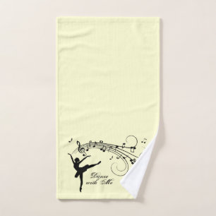Amazing Ballerina Dancing with Music Yellow Bath Towel Set