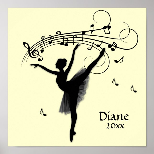 Amazing Ballerina Dancing with Music Yellow Poster (Front)