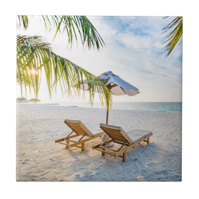 Amazing Beach Sunset Tile (Front)