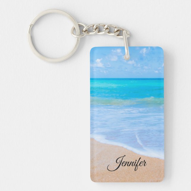 Amazing Beach Tropical Scene Photo Custom Keychain (Front)