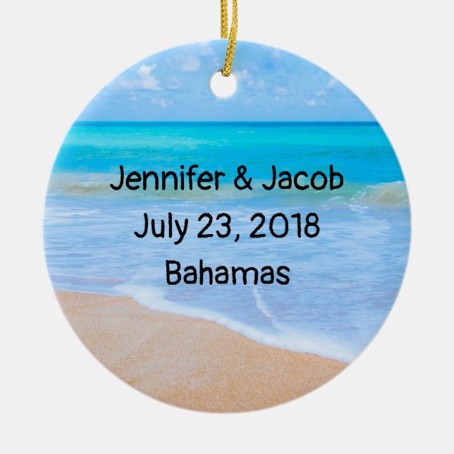 Amazing Beach Tropical Scene Photo Wedding Ceramic Ornament (Front)