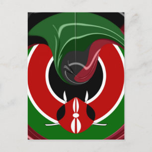 Amazing Beautiful Fluid Kenya Flag graphic Design Postcard