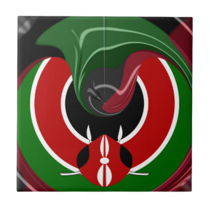 Amazing Beautiful Fluid Kenya Flag graphic Design Tile