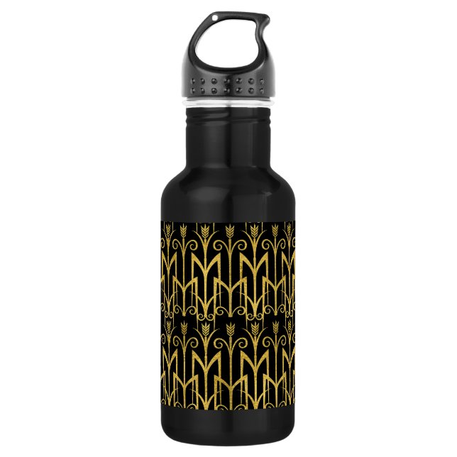 Amazing Black-Gold Art Deco Design 532 Ml Water Bottle (Front)