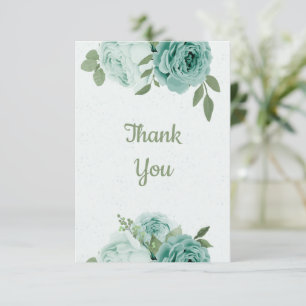 amazing blue flowers green leaves botanical thank you card
