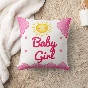 Amazing Blush Pink Sunshine Baby Girl Throw Pillow