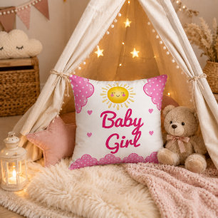 Amazing Blush Pink Sunshine Baby Girl Throw Pillow