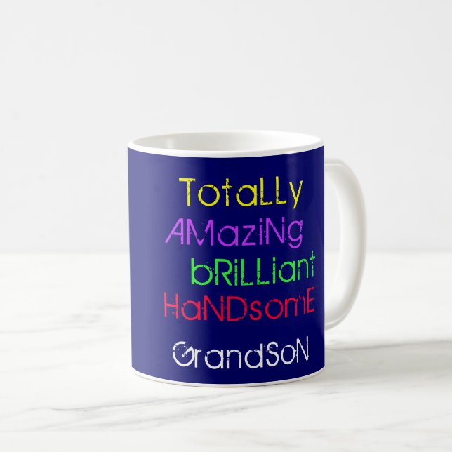 Amazing Brilliant Handsome Grandson Personalised Coffee Mug (Front Right)