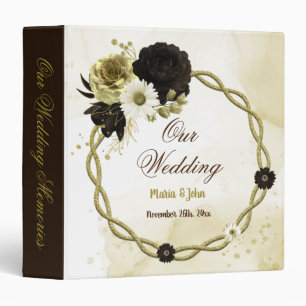 Amazing brown ivory gold floral wreath photo album binder