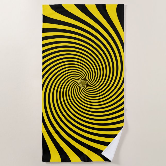 Amazing Bumble Bee Yellow Swirl Decor on a Beach Towel (Front)