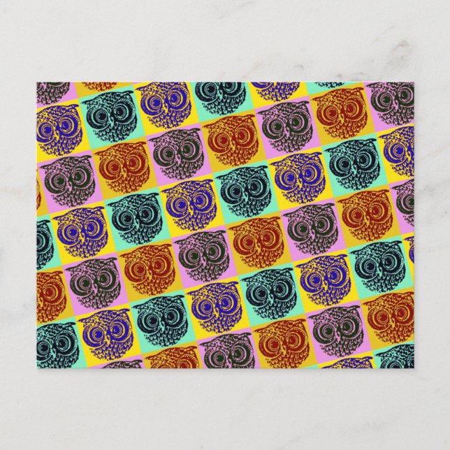 amazing colour owl pattern postcard (Front)