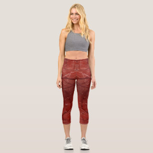 Amazing Colour Print  Red Marble Capri Leggings