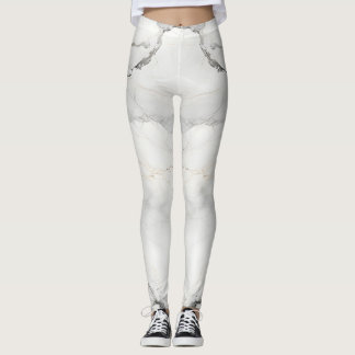 Amazing Colour Print  White Marble Leggings