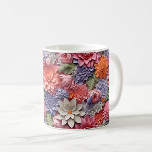 Amazing Colourful 3D Floral Seamless Pattern Coffee Mug