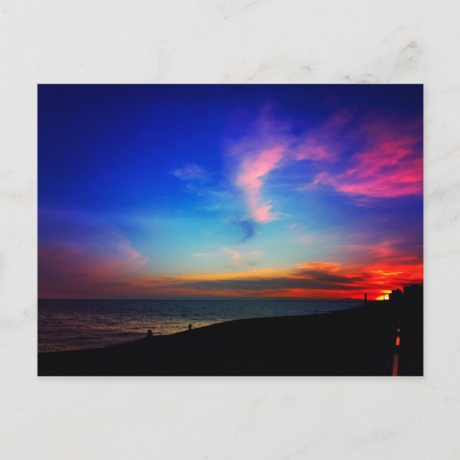 Amazing Colourful Sunset in Brighton, UK Postcard (Front)