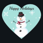 Amazing, Cool, Blue Christmas Snowman Heart Sticker<br><div class="desc">Perfect,  sweet,  blue christmas snowman</div>