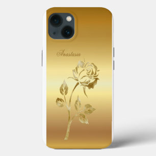 Amazing, Cool, Gold Rose whit your name iPhone 13 Case