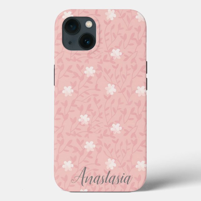 Amazing, Cool, Pink Flowers whit your name Case-Mate iPhone Case (Back)