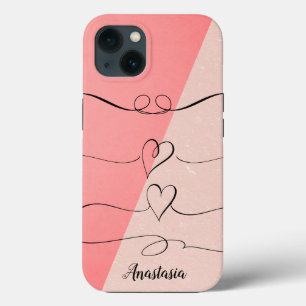 Amazing, Cool, Pink Heart whit your name iPhone 13 Case