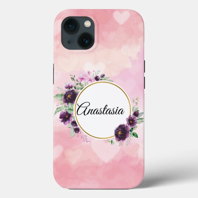 Amazing, Cool, Pink Heart whit your name Case-Mate iPhone Case (Back)