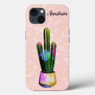 Amazing, Cool, Pink Sparkly, Cactus iPhone 13 Case