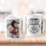Amazing Dad Personalized Photo Collage Coffee Mug<br><div class="desc">Easily personalize this "Behind every great daughter is a truly amazing dad" typography quote design with two of your favourite photos. Makes a great gift for Father's day or special occasions.</div>