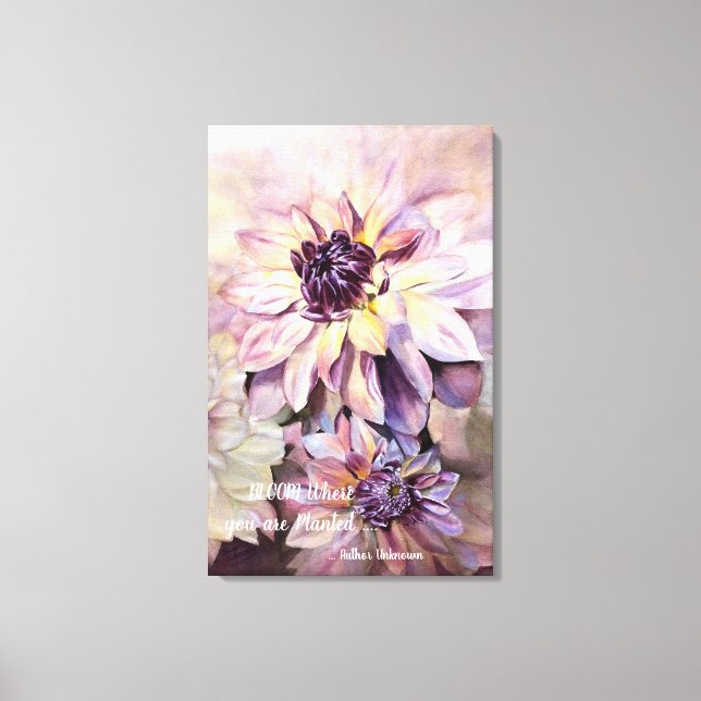 Amazing Dahlias in Watercolors Canvas Print (Front)