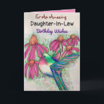 Amazing Daughter-In-Law Birthday Hummingbird Card<br><div class="desc">Your amazing daughter-in-law will be delighted with a happy hummingbird birthday wishes card created from my original watercolor painting,  Bright pink coneflowers add a pretty garden image to the tiny beautiful bird.</div>