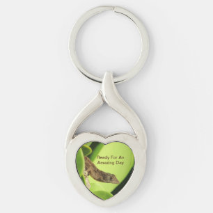 Amazing Day Positive Vibes Tropical Brown Gecko Keychain