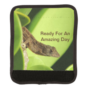 Amazing Day Tropical Brown Gecko Positivity Luggage Handle Wrap