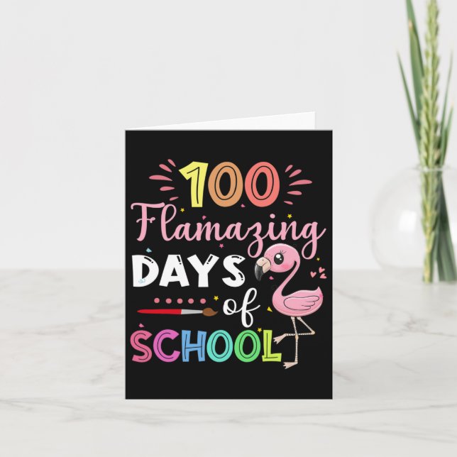 Amazing Days Of School Cute Flamingo Student Teach Card (Front)
