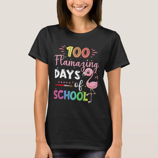 Amazing Days Of School Cute Flamingo Student Teach T-Shirt (Front)