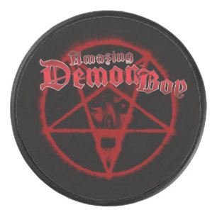 Amazing Demon Boy Pentagram Hockey Puck