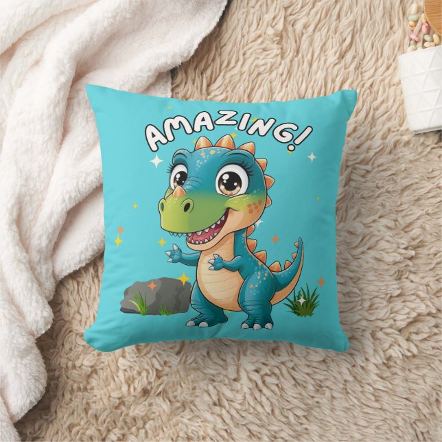 Amazing!, Dinosaur  Throw Pillow (Blanket)
