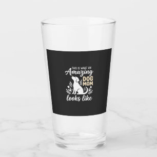 Amazing Dog Mom Floral Dog Lover Glass