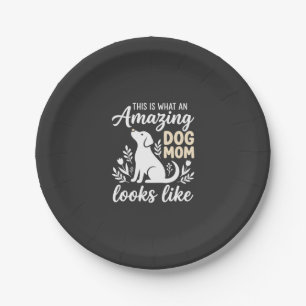 Amazing Dog Mom Floral Dog Lover Paper Plate
