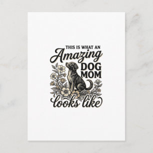 Amazing Dog Mom Vintage Floral Dog Lover Design_1 Postcard