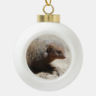 Amazing Dwarf Mongoose Ceramic Ball Christmas Ornament
