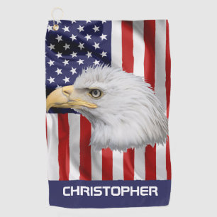 Amazing Eagle, The American Flag, Patriotic Golf Towel