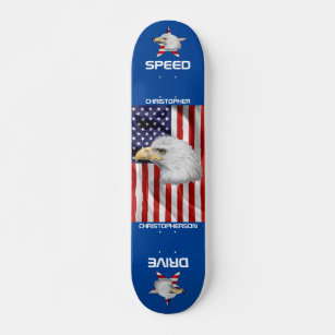 Amazing Eagle, The American Flag, Patriotic Skateboard