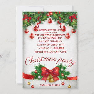 Amazing, Elegant, Red Shine Christmas Invitation 